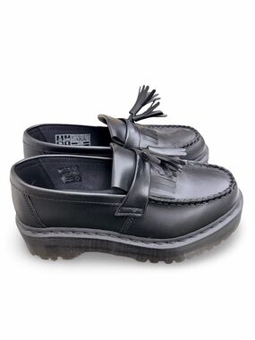 Dr. Martens Vegan Adrian Quad Mono Black Platform Loafers size 8 women’s